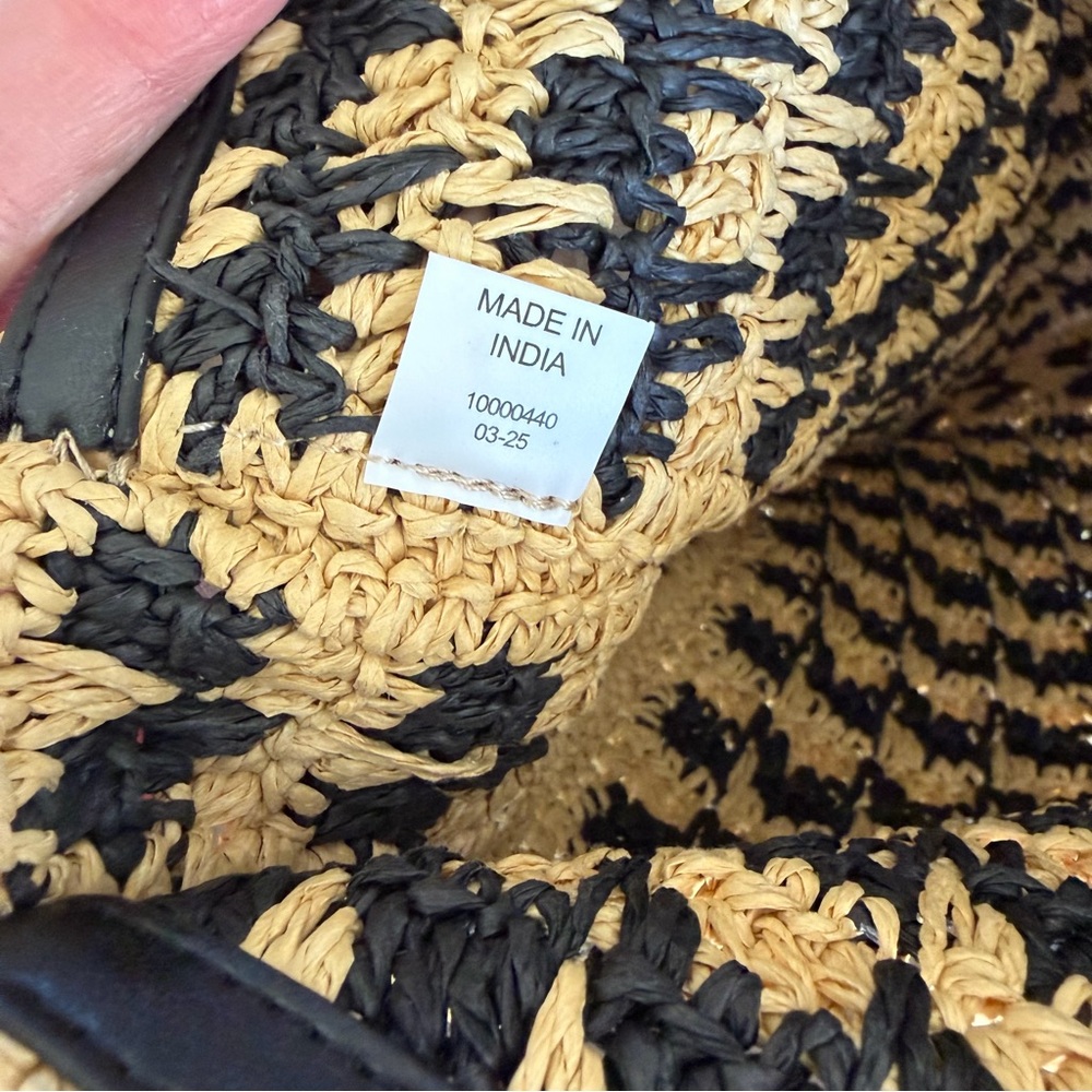 Tory Burch Black Raffia Straw Tote - Picture 4 of 10
